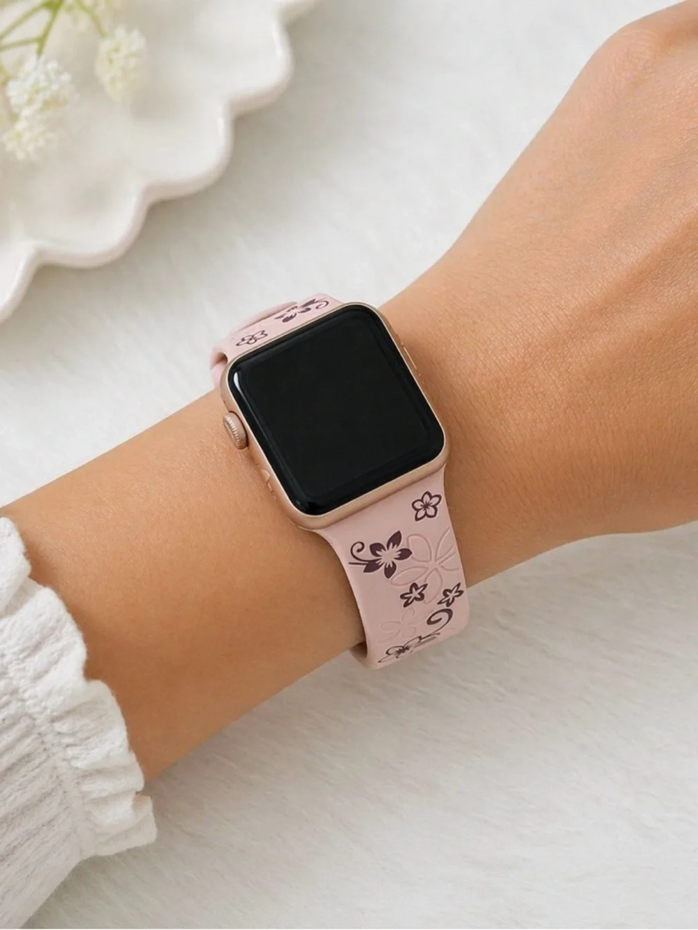 New Floral  Design Apple Watch Bands  42mm 44mm 45mm 49mm Pink Brown